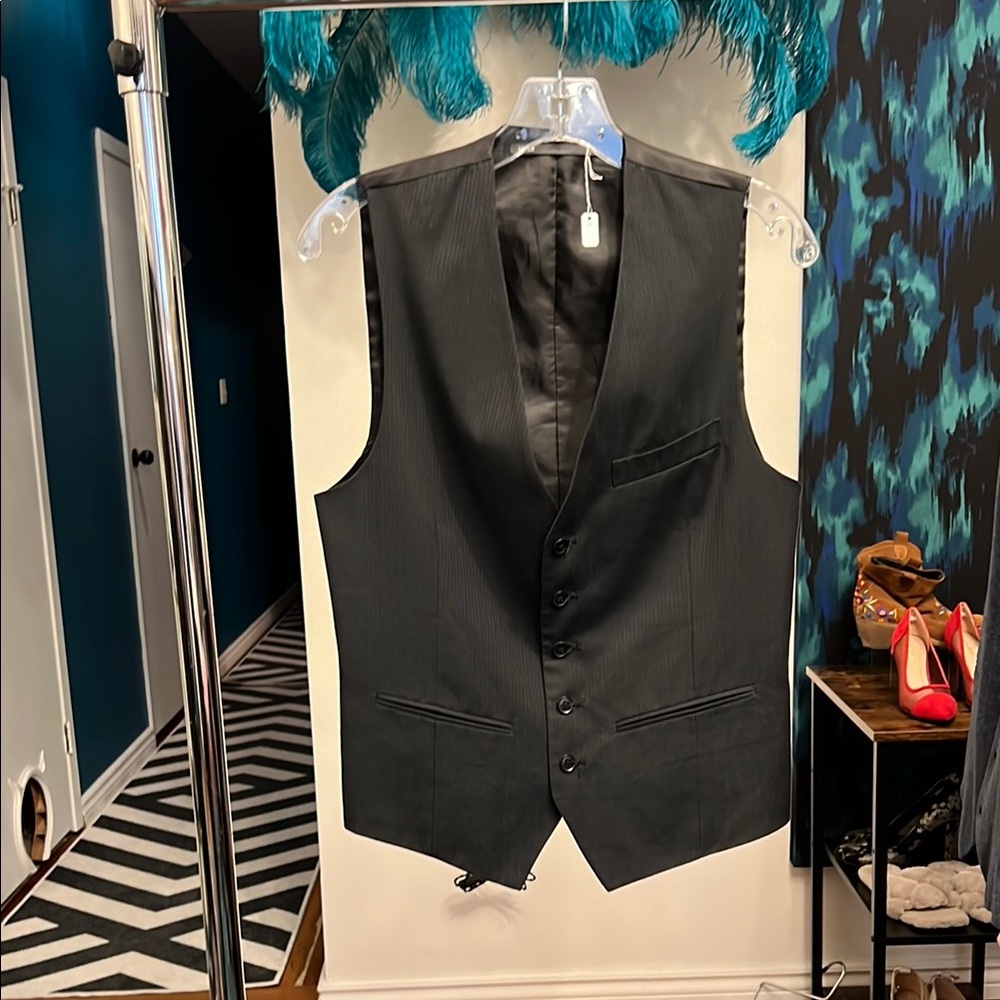 Men's Charcoal Pinstripe Vest